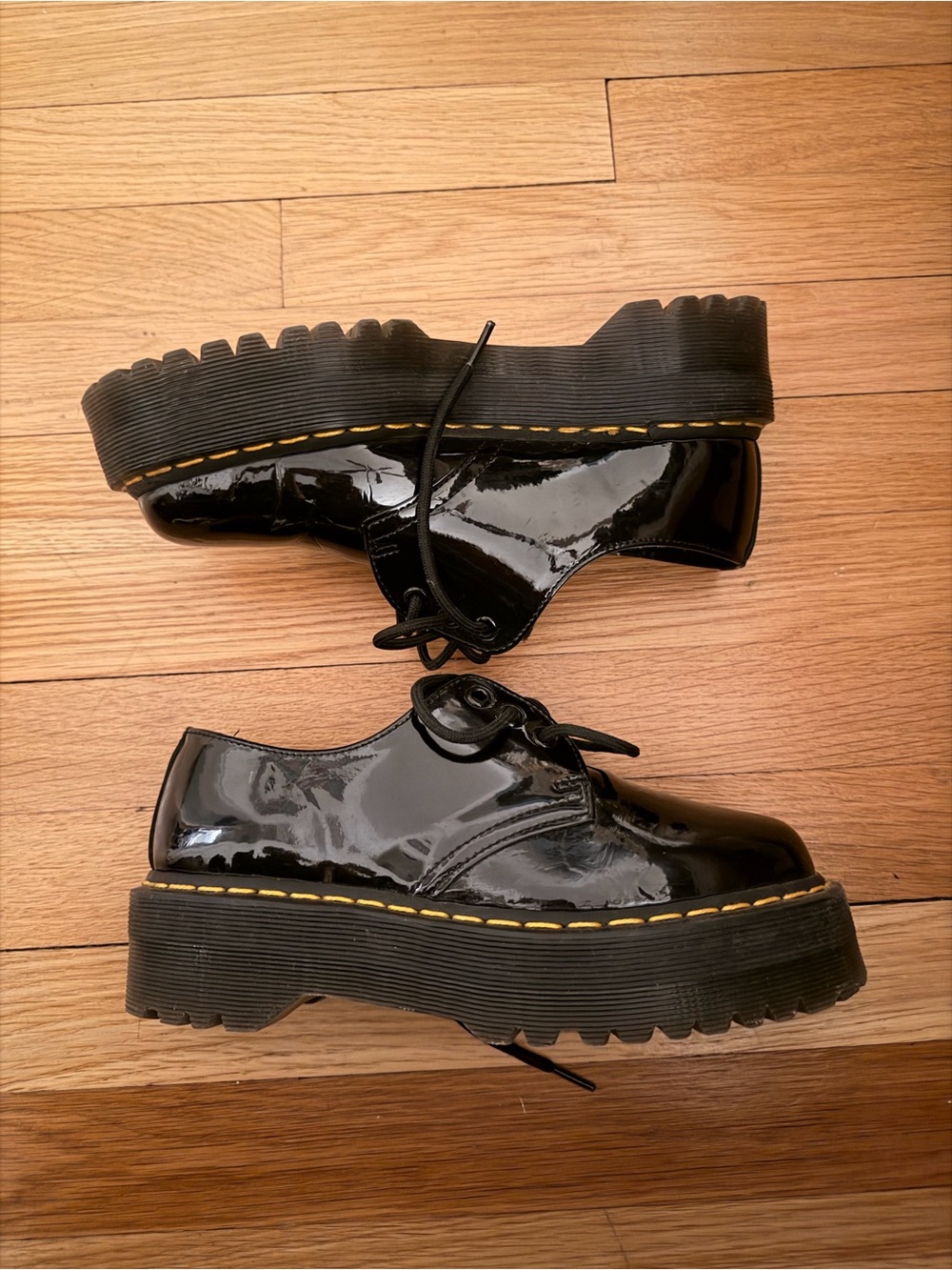 Dr. Martens 1461 Quad Black Patent Platform Lace-Up Oxfords